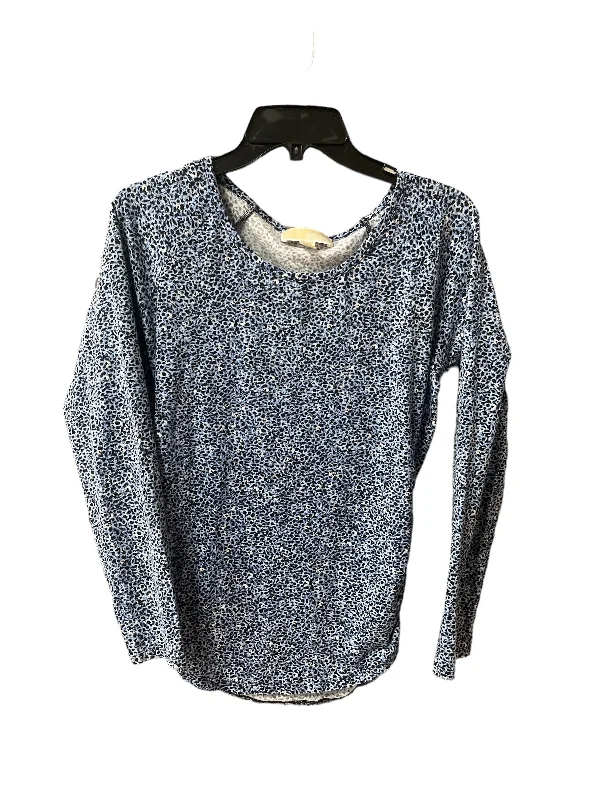 Top Long Sleeve Designer By Michael By Michael Kors In Black & Blue, Size: L